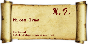 Mikes Irma névjegykártya